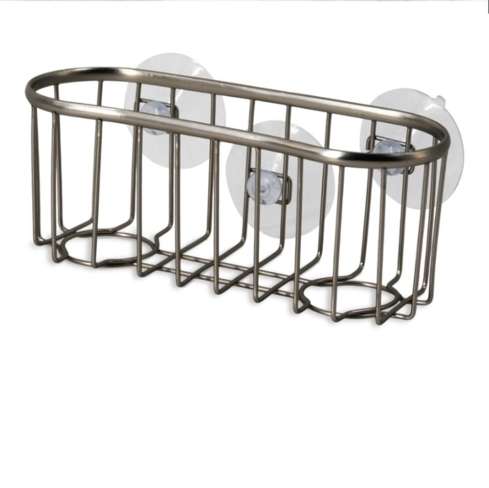 Chrome Sink Sponge & Dishwand Holder/ Caddy Kitchen Sink Organizer Caddy